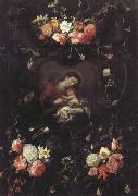 Daniel Seghers Garland of Flowers,with the Virgin and Child Norge oil painting reproduction
